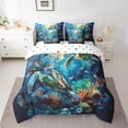 thumbnail image 2 of Feelyou Sea Turtle Bedding Comforter Set 7pcs, Cartoon Marine Animal King Bedding Sets, 2 of 8
