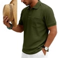 thumbnail image 6 of Hearthz S-5XL Polo Shirts for Men Waffle Textured Men's Shirts Short Sleeve Big and Tall Solid Color Mens Golf Polo Shirts with Chest Pocket Green 4XL, 6 of 7