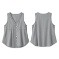 thumbnail image 6 of Stamzod Womens Tank Tops Summer V Neck Cotton Linen Button Down Shirts Casual Embroidered Sleeveless Shacket Gray C M, 6 of 6