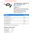 thumbnail image 2 of Trailer Wiring Harness - Compatible with 2000 - 2009 Dodge Ram 1500 2001 2002 2003 2004 2005 2006 2007 2008, 2 of 2