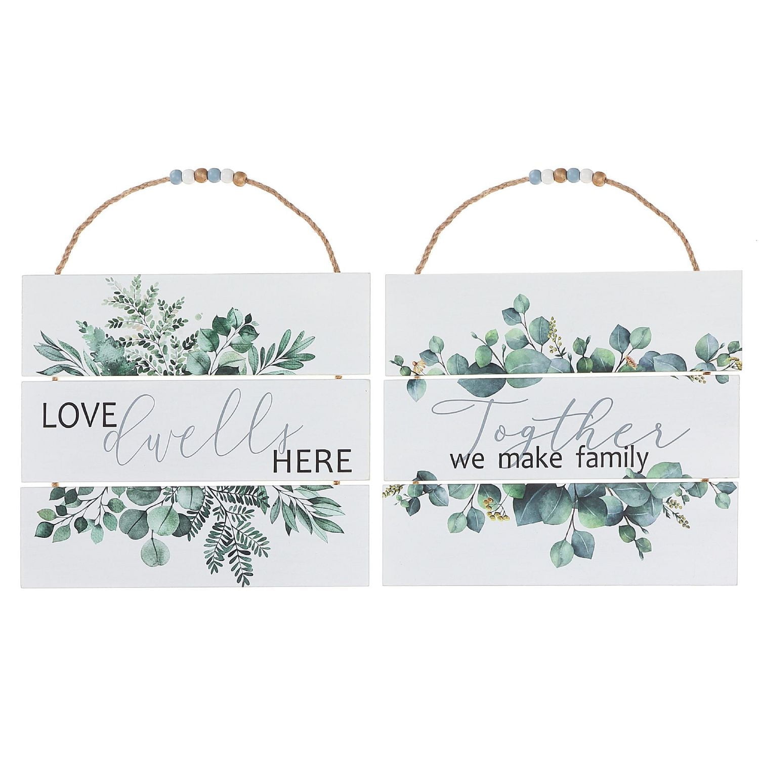 IH Casa Decor Mdf Wall Sign Love Dwells Here/Together Asstd - Set of 2