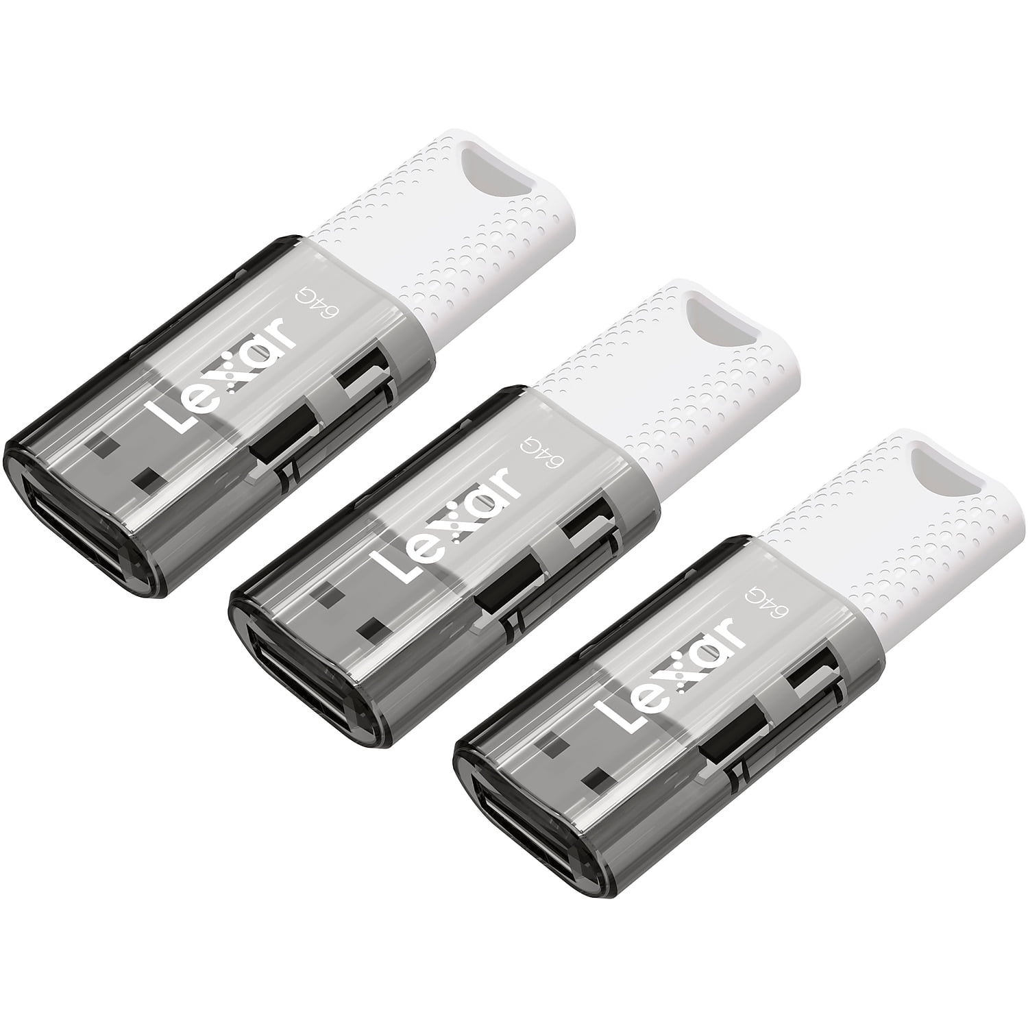 Lexar® JumpDrive® S60 USB 2.0 Flash Drives, 64GB, Black Pack Of 3 Flash Drives