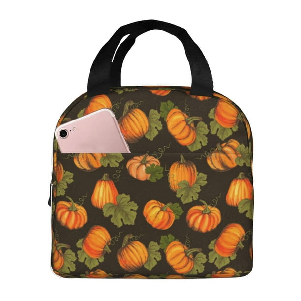 Easygdp Orange Pumpkin Bolsa Térmica Premium - Tela Oxford Impermeable, Gran Capacidad, Bolsillo Frontal, Unisex para Trabajo, Escuela, Actividades al Aire Libre y Picnics