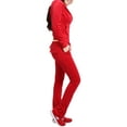 thumbnail image 2 of J. METHOD Women’s Tracksuit Set Casual 2 Piece Outfit Slim Fit Velour Velvet Zip Up Hoodie Jacket Top and Sweatpants Sweatsuit NEWTS03 Red 2X, 2 of 6