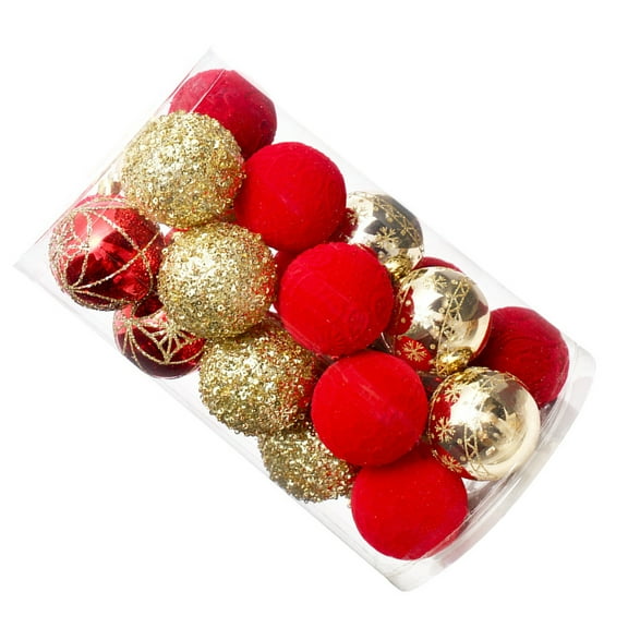 Acahhotxx Balls Ornaments, 25Pieces Delicate Christmas Sphere Ornament Set Hand Painted Festival Gold Baubles Decorations for Holiday Tree - Red Gold