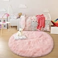 thumbnail image 2 of 4*4 ft Fluffy Rug Carpets,Topboutique Pink Round Rug,Plush Shaggy Area Rug for Living Room,Comfy Nursery Rug for Kids Bedroom,Bedside Rug for Boys Girls Room Home Decor Mats, 2 of 8