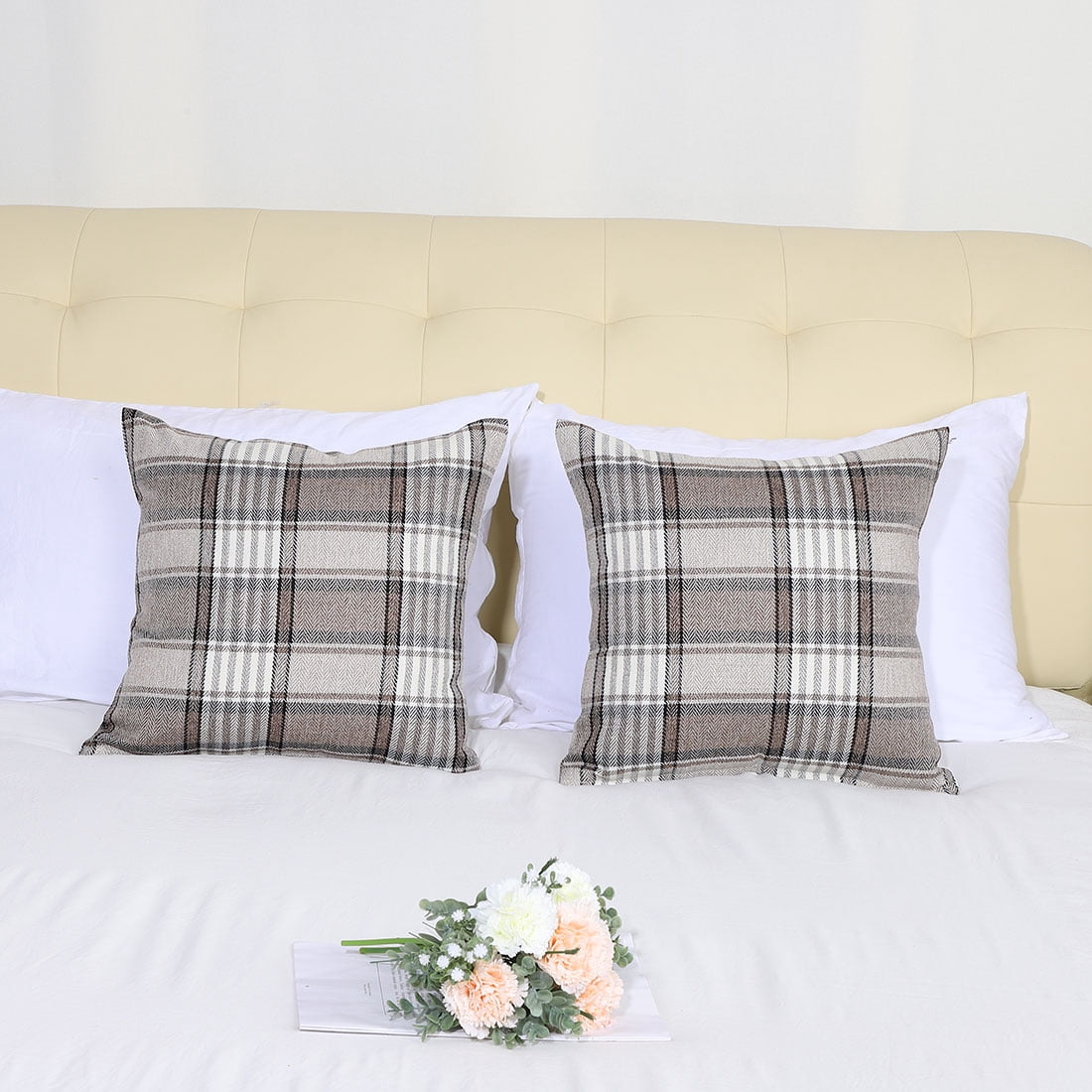 Unique Bargains Plaids Square Decorative Throw Pillow Covers, 2-Pack , 18" x 18" #5