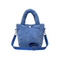 thumbnail image 3 of Women's Corduroy Tote Bag, Retro Ribbed Crossbody Shoulder Handbag with Adjustable Strap, Soft Polyester Purse for Daily Commute Travel Shopping, Blue, 3 of 7