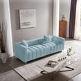 thumbnail image 3 of 84" Teddy Velvet 3-Seater Sofa, Modern Plush Bubble Couch with Deep Seat and 6 Metal Legs, Blue, For Living Room, Bedroom, Office, 3 of 7
