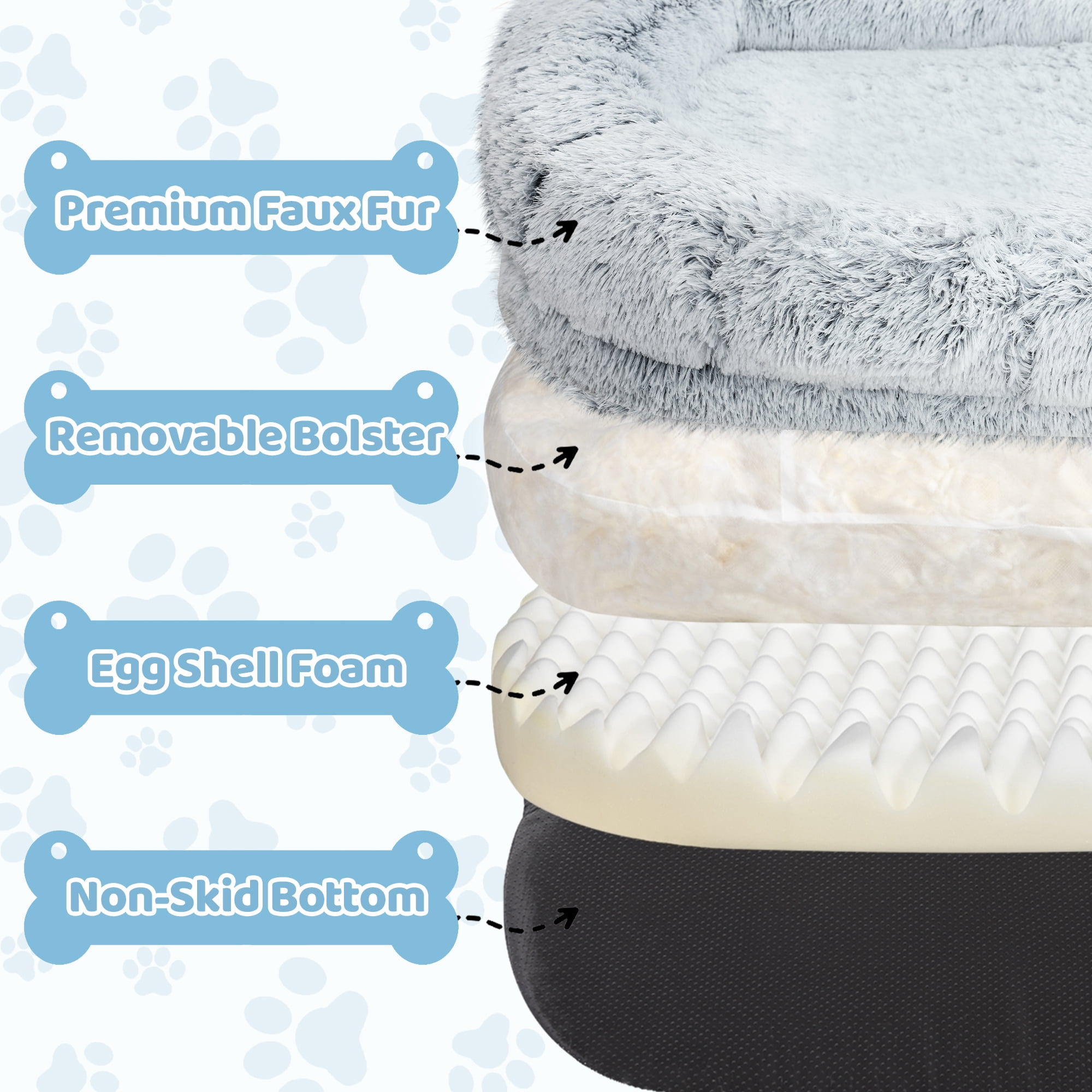 TUAREX Human Dog Bed for Adults, 76"x46"x10" Large Human Size Dog Bed, Removable Cover, Washable, Waterproof, Orthopedic Design, Light Grey