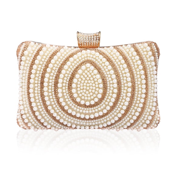Bolso de mano precioso para novia, boda, noche, con cuentas de perlas