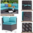 thumbnail image 5 of Kullavik Patio Furniture Set Sofa 6-Piece Wicker Sectional Sofa Set, Outdoor Furniture Rattan Patio Conversation Set with Thickened Cushions and Glass Coffee Table,Blue, 5 of 8
