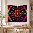 thumbnail image 5 of Sun Mandala Within Orbit Rings and Rainbow Clouds, Dreamy Psychedelic for Space Lovers, Cosmic Wall Art, Housewarming Gift, Tapestry Wall Hanging for Bedroom and Studio, 5 of 7