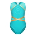 thumbnail image 3 of TSSOE Kids Girls Rhinestone Gymnastics Leotard Ballet Tumbling Unitard Biketard Skating Jumpsuit Dancewear Blue Green 12, 3 of 5
