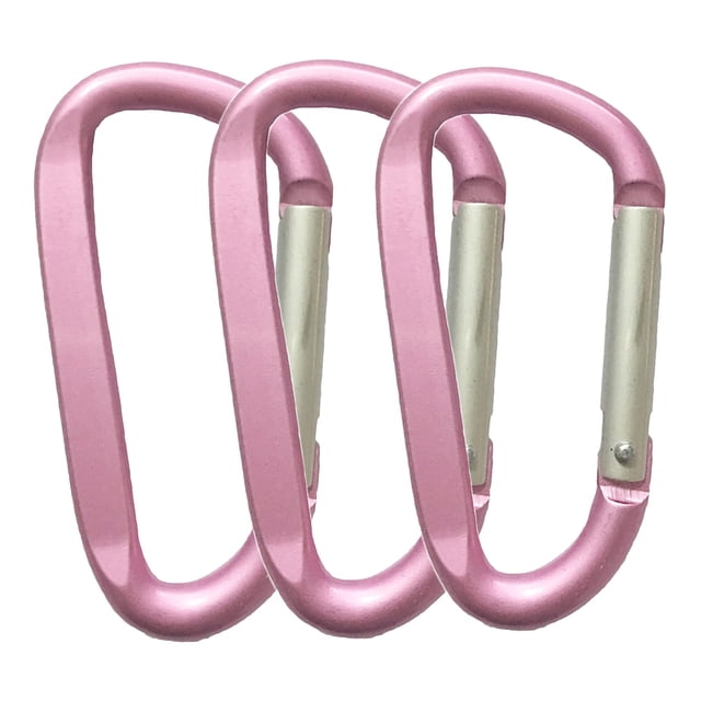 Llavero con mosquetón LESHIRY de aluminio en forma de D, 3 piezas, rosa