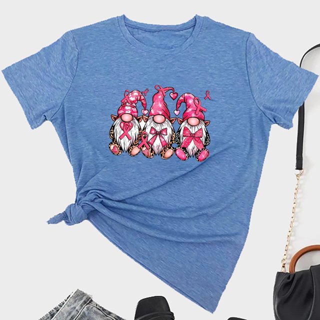 Simua Breast Cancer T-Shirts for Women Pink Ribbon Breast Cancer Awareness T-Shirt Short Sleeve Summer Fall Tee Top