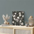 thumbnail image 2 of Wall Art Prints, Halloween Skull Framed Canvas Prints for Bedroom Living Room Bathroom Office, Retro White Rose Flower Horror Fall Gallery Wrap Wall Art Poster for Gifts Home Decor 12"x12", 2 of 9