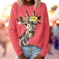 thumbnail image 2 of Chandail à Col Rond Imprimé Animal pour Femmes Manches Longues Blouse Décontractée, 2 of 6