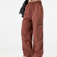thumbnail image 5 of RongHuan Womens Windbreaker Pants Loose Fit Wide Leg Cargo Pants High Waist Pants with Pockets Casual Outdoor Hiking Pants, 5 of 5