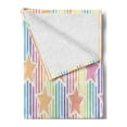 thumbnail image 2 of Star Soft Flannel Fleece Blanket, Rainbow Stars on Colorful Striped Pattern Artwork Abstract Teen Room Playroom Concept, Cozy Plush for Indoor and Outdoor Use, 70" x 90", Yellow Blue, by Ambesonne, 2 of 5