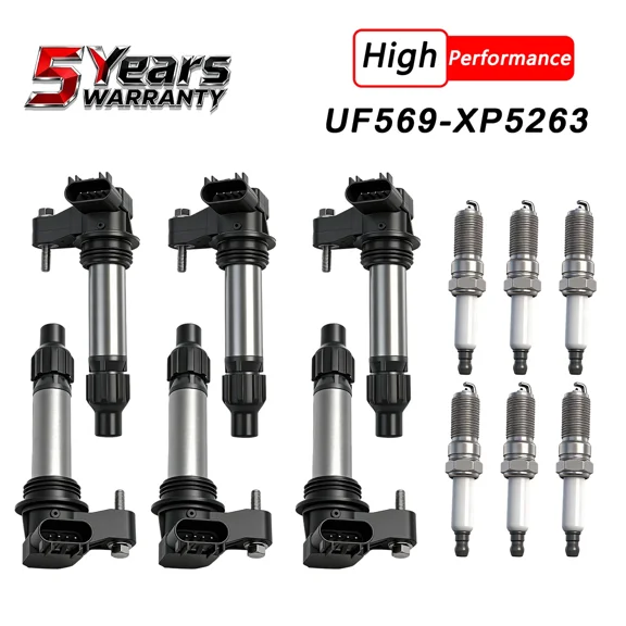 CHUSYYRAY 6 Ignition Coils & 6 Spark plugs UF569 For GMC Acadia 3.6L V6 2007 2008
