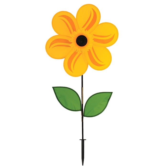 19 Inch In the Breeze 2777 Yellow Sunflower Wind Spinner with Leaves 