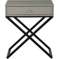 thumbnail image 4 of Lilola Home Koda Taupe Wooden End Side Table Nightstand with Glass Top, Drawer and Metal Cross Base, 4 of 7