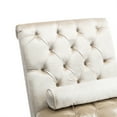 thumbnail image 6 of Chaise Lounge Indoor with Bolster Pillow, Velvet Accent Sleeper Chair with Button Tuftede and Nail Head Trim, Single Sofa Chair for Living Room, Bedroom, Beige, 6 of 7