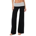thumbnail image 2 of Stralyhd Wide Leg Yoga Pants for Women Fold Over Waist Pants Low Rise Y2k Flare Leggings Sweatpants Color Block Lounge Pants Black L, 2 of 8