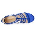 thumbnail image 4 of Sandalias De Punta Abierta Con Tiras De Tacón Grueso Para Mujer Azul profundo 36, 4 of 6