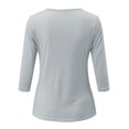 thumbnail image 6 of Women's T-Shirts Long Sleeve Womens Fall Tops Fashion Crewneck 3/4 Sleeve Solid Basic Cute Tee Shirts Grey L, 6 of 7