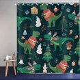 thumbnail image 2 of Christmas Shower Curtain, Green Dinosaur Snowman Xmas Tree Pattern Cute Animals Merry Christmas Holiday Bath Curtain Waterproof Fabric with Hooks for Home Decor, 72Wx84H, 2 of 6
