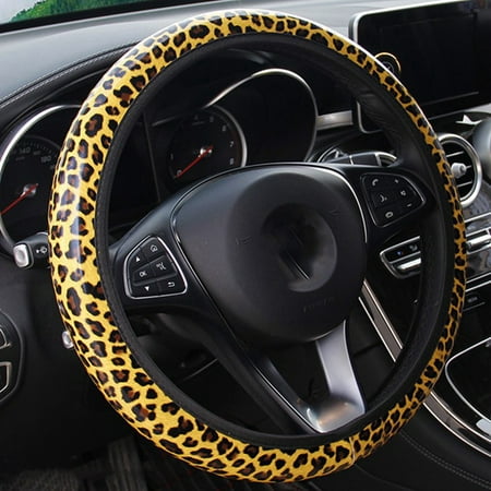 KABOER 2019 New Fashion Universal Leather Camouflage Leopard Elastic Band Steering Wheel Cover Car Styling