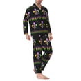 thumbnail image 2 of Lsque Mardi Gras Fleur de Lis Pattern Long Sleeve Pajama Set for Men - Soft 2-Piece Sleepwear and Loungewear Set with Pockets, Comfy Nightwear-Medium, 2 of 7