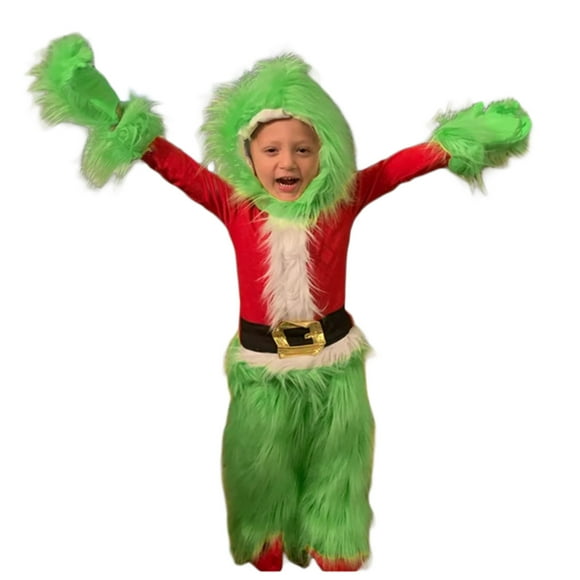 Fortune Bambin Grinch Costume Enfants de Noël Tenue Fourrure Monstre Cosplay Fête Vêtements