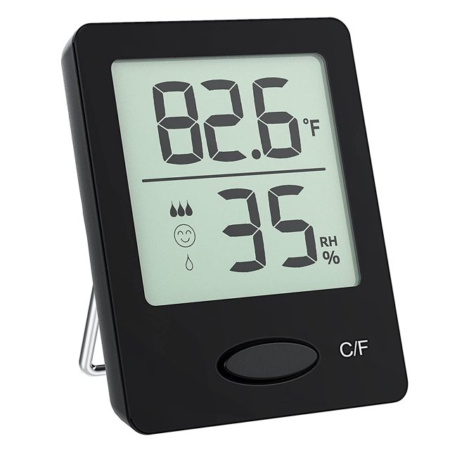 Medidor de humedad, higrómetro de termómetro de habitación, termómetro de interior de tamaño mini con comodidad del aire, monitor de higrómetro digital con línea de tendencia de humedad brillar Juguete