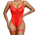thumbnail image 1 of adviicd Body Stockings Lingerie Women's Teddy Lingerie Lace Bodysuits One Piece Boudoir Outfits Red M, 1 of 5