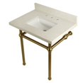 thumbnail image 5 of Kingston Brass KVPB3030WQBSQ1 Templeton 30" x 22" White Quartz Console Sink with Brass Feet, White Quartz/Polished Chrome, 5 of 6