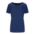 thumbnail image 5 of QUNYINEY Casual Womens Tops Trendy Pullover Short Sleeve Crew Neck Solid Shirts Cut Out Loose Women Shirts, 5 of 6