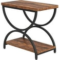thumbnail image 7 of CRXX 2-Tier End Side Table with Stylish Metal Frame, Vintage Rectangular Bedside Nightstand for Bedroom, Wood and Metal Chair Side Tables Living Room (1, Rustic Brown+Black), 7 of 7