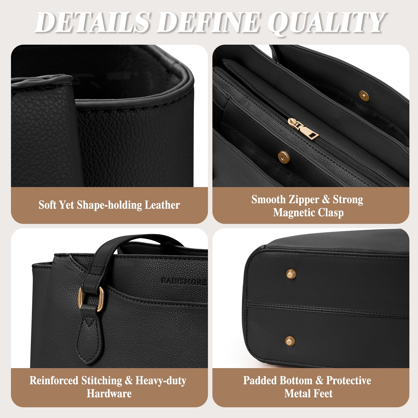 RAINSMORE Laptop Bag for Women 15.6 Inch Work Tote Bags Waterproof Computer Bags Leather Professional Laptop Purse Womens Laptop Briefcase Large Handbag for Office Teacher Travel