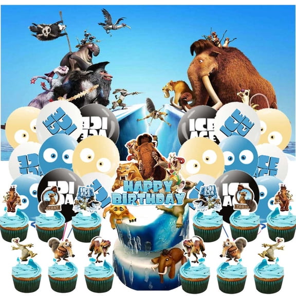 Ice Age Set Party Supplies Decoration Birthday Decor Banner Backdrop Kit Fans Latex Balloons