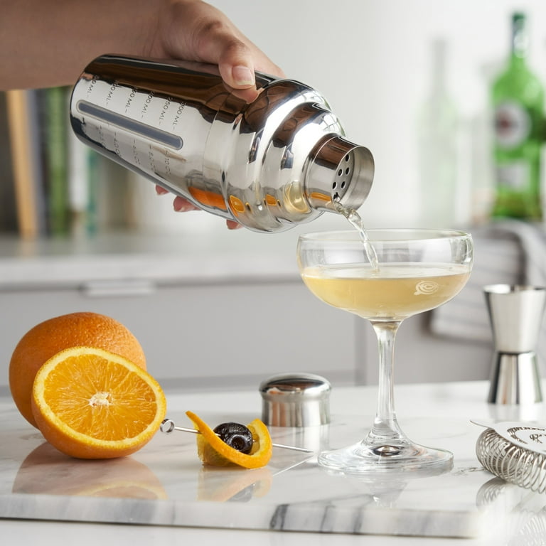 Ensemble de shaker à cocktail en verre, shaker en verre mélangé de 14 oz  avec tasse à mesurer et cuillère à mélanger et ensemble de barman en acier