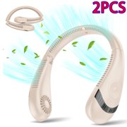 2pcs Foldable Portable Neck Fan Hands Free 5000mAh Rechargeable Battery Leafless Quiet & Bladeless Fan with 360° Cooling Coverage (Pink)