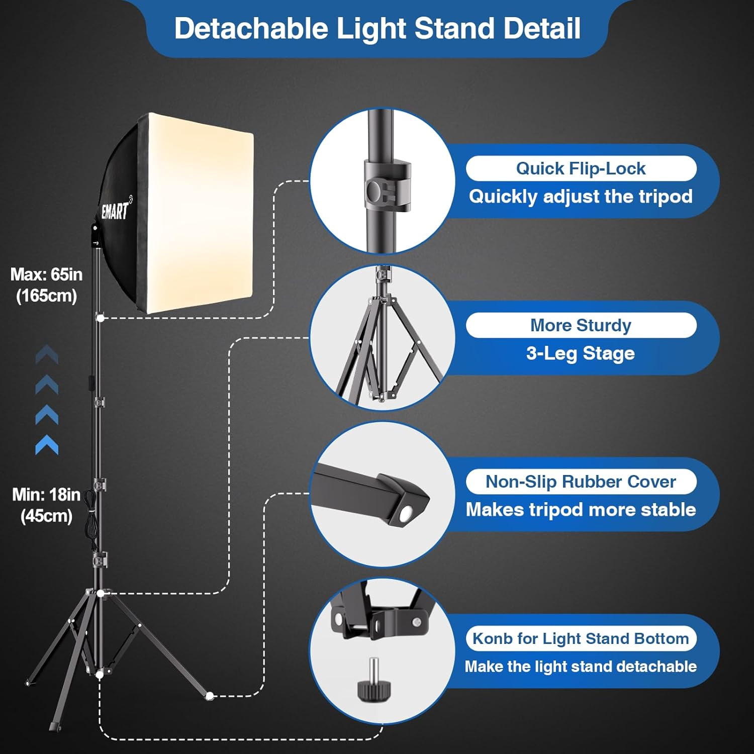 EMART 16×16" Professional Softbox Lighting Kit, 3000K-6000K 85W LED Bulbs with Remote for Studio, Photography, YouTube, and Live Streaming, 2 Pack