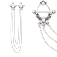 thumbnail image 1 of Nipple Rings Chained 14G Nipple Shield Jewelry Laurel Design Surgical Steel, 1 of 2