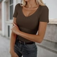 thumbnail image 2 of Women's T-Shirts Comfortable Casual V Neck Slim Fit Short Sleeve Tops for Everyday Wear, 2 of 5