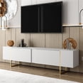 thumbnail image 2 of TV Stand 100 with Gold legs and two spacious doors in White, 2 of 7