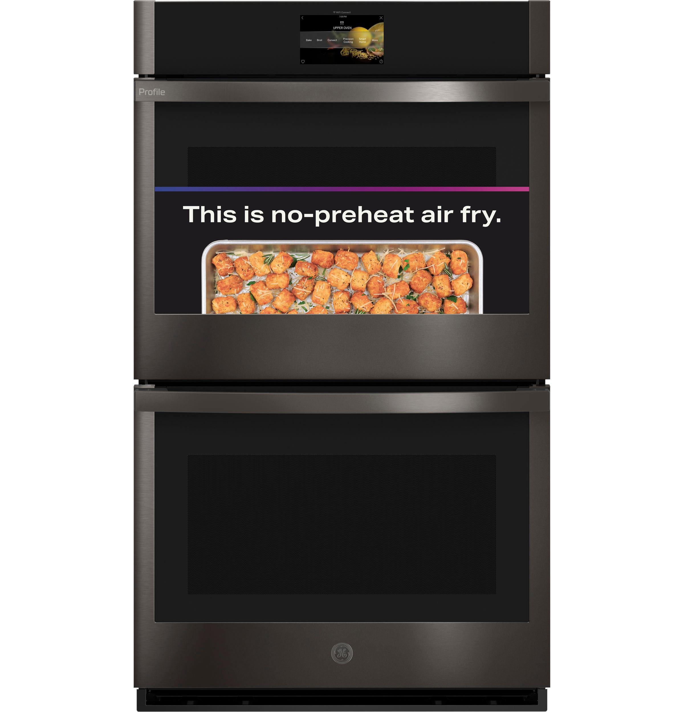 GE Profile Black Stainless Steel PTD7000BNTS 30"" Smart Double Wall Oven with 10 cu. ft. Total Capacity