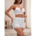 thumbnail image 3 of DARING DIVA Women's Lace Trim Ice Silk Slip Shorts M White, 3 of 7